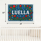 Luella Name Art - Floral Farmhouse personalized wall print for kids