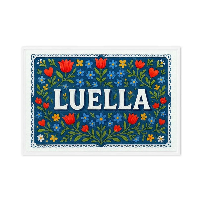 Luella Name Art - Floral Farmhouse personalized wall print for kids