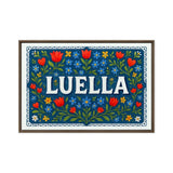 Luella Name Art - Floral Farmhouse personalized wall print for kids