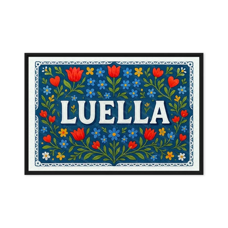 Luella Name Art - Floral Farmhouse personalized wall print for kids