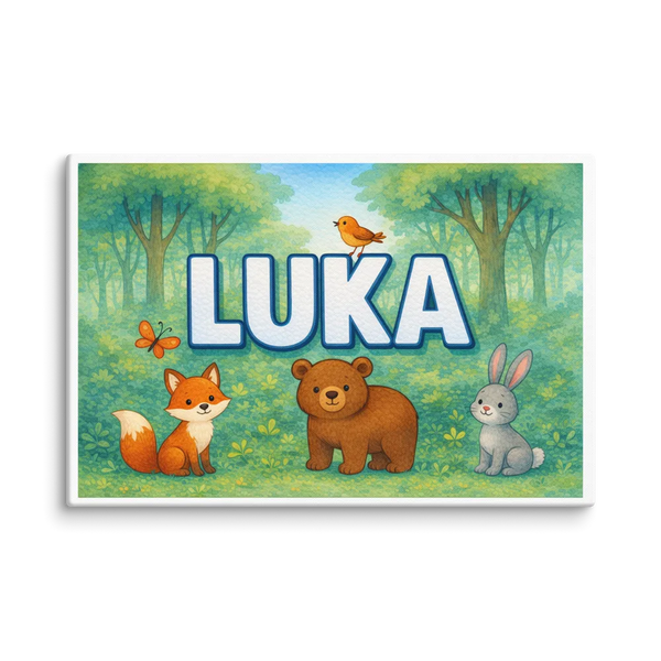 Luka Name Art - Forest Friends Personalized Wall Art
