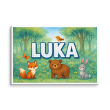 Luka Name Art - Forest Friends personalized wall print for kids