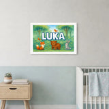 Luka Name Art - Forest Friends personalized wall print for kids