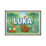 Luka Name Art - Forest Friends personalized wall print for kids
