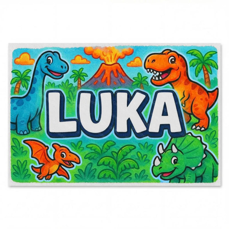 Luka Name Art - Dinosaur Adventure personalized wall print for kids