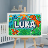 Luka Name Art - Dinosaur Adventure personalized wall print for kids