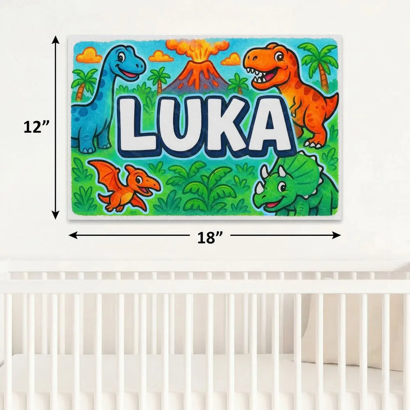 Luka Name Art - Dinosaur Adventure personalized wall print for kids
