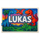 Lukas Name Art - Dinosaur Adventure personalized wall print for kids