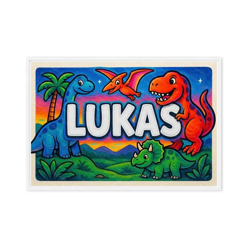 Lukas Name Art - Dinosaur Adventure personalized wall print for kids