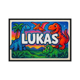 Lukas Name Art - Dinosaur Adventure personalized wall print for kids