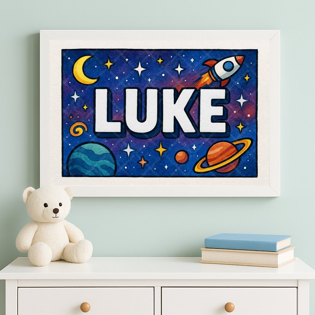 Personalized space name art for Luke