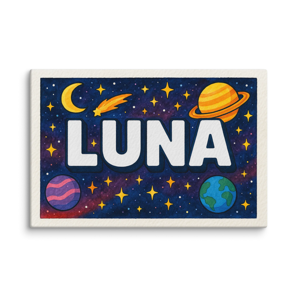 Luna Name Art - Space Explorers Personalized Wall Art