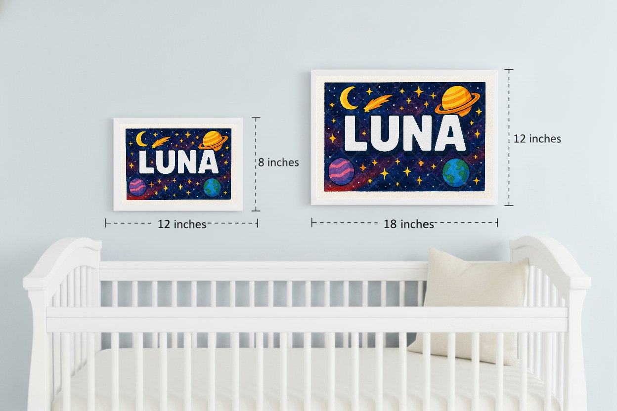 Personalized space name art for Luna