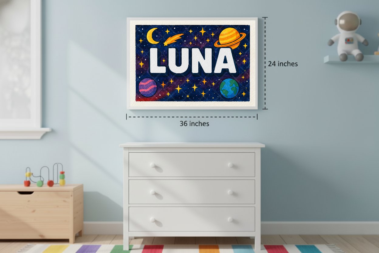 Personalized space name art for Luna