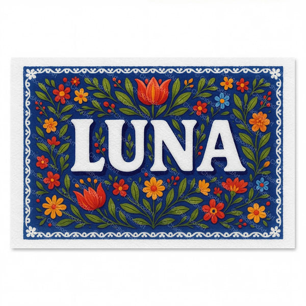 Luna Floral Farmhouse Name Art