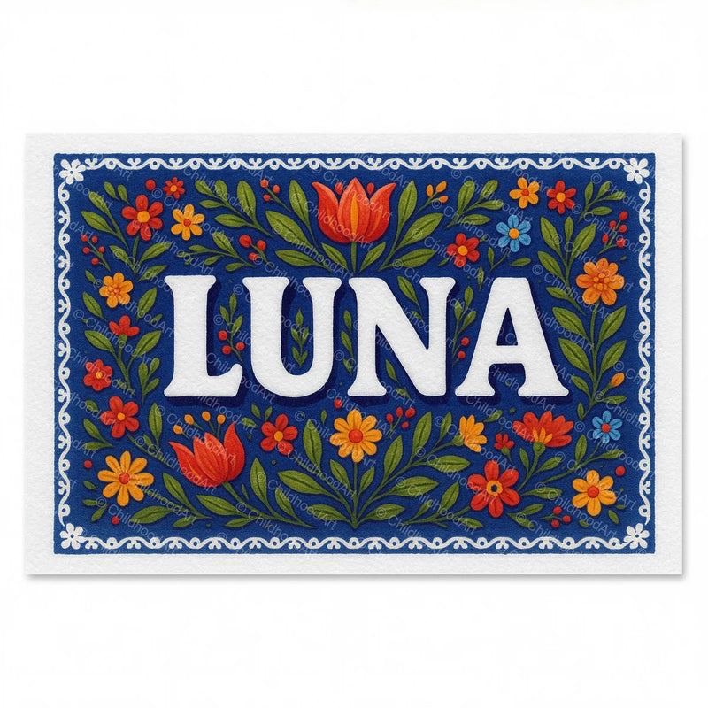 Calm personalized name art for Luna