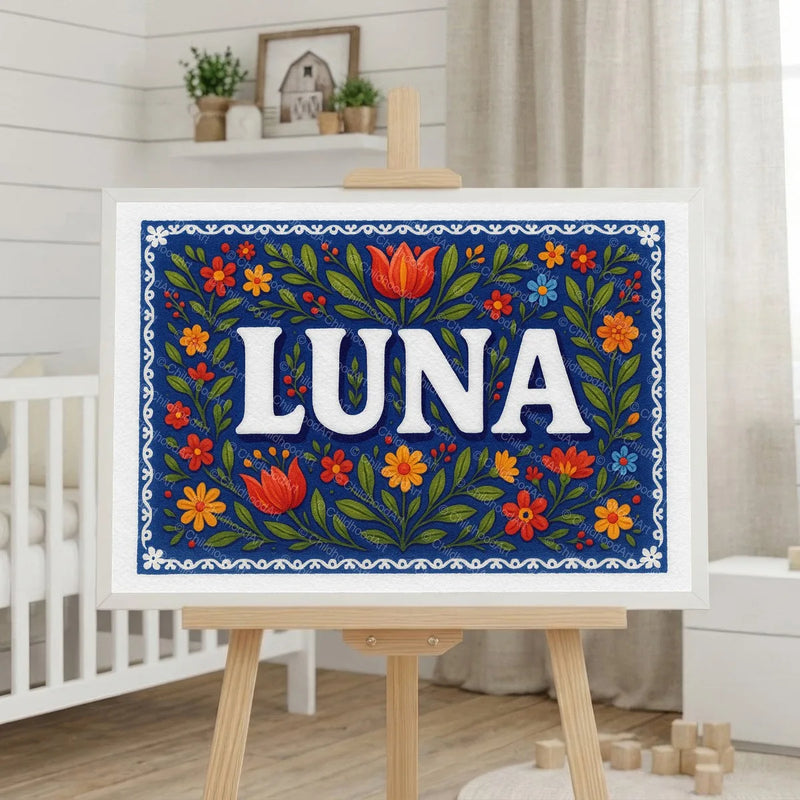 Calm personalized name art for Luna