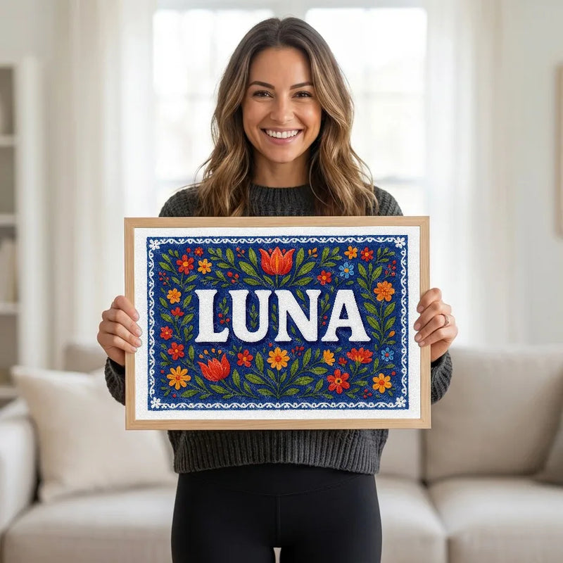 Calm personalized name art for Luna