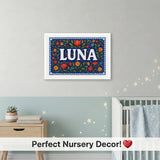 Calm personalized name art for Luna