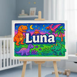 Luna Name Art - Dinosaur Adventure personalized wall print for kids