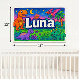 Luna Name Art - Dinosaur Adventure personalized wall print for kids