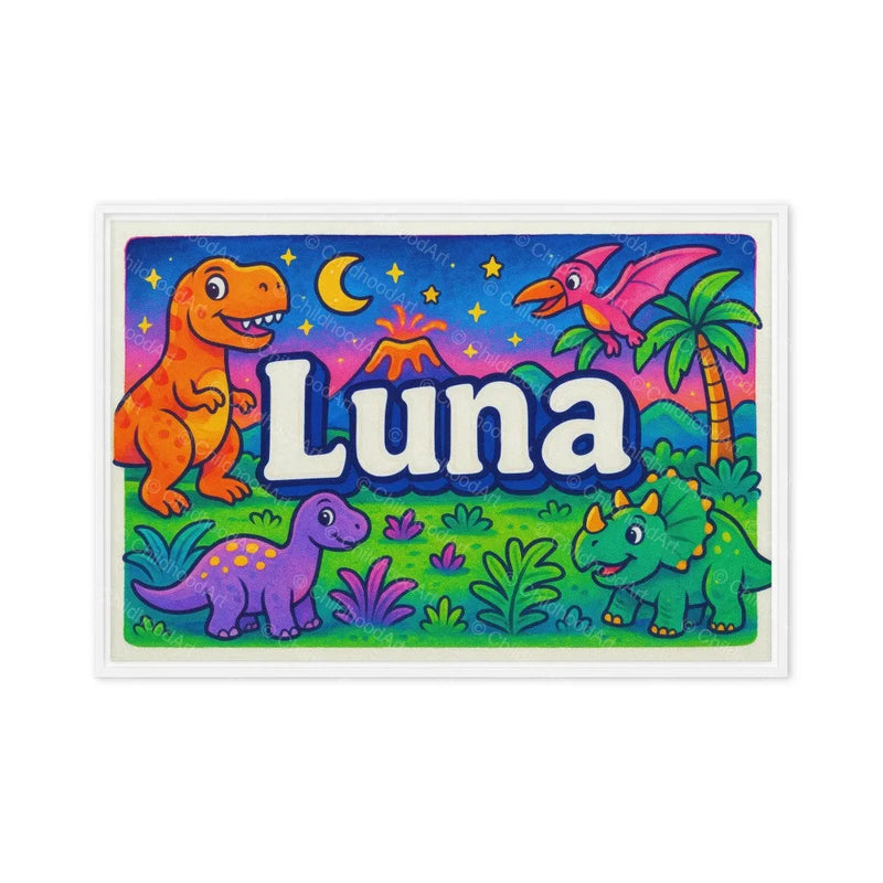 Luna Name Art - Dinosaur Adventure personalized wall print for kids