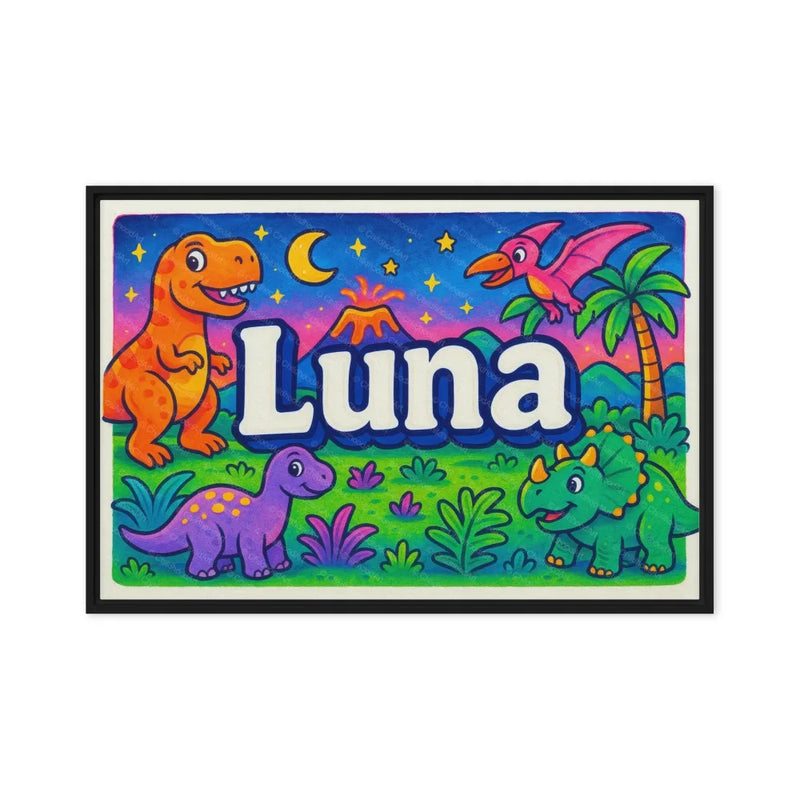 Luna Name Art - Dinosaur Adventure personalized wall print for kids
