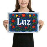 Luz Name Art - Floral Farmhouse personalized wall print for kids