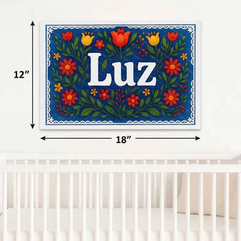 Luz Name Art - Floral Farmhouse personalized wall print for kids