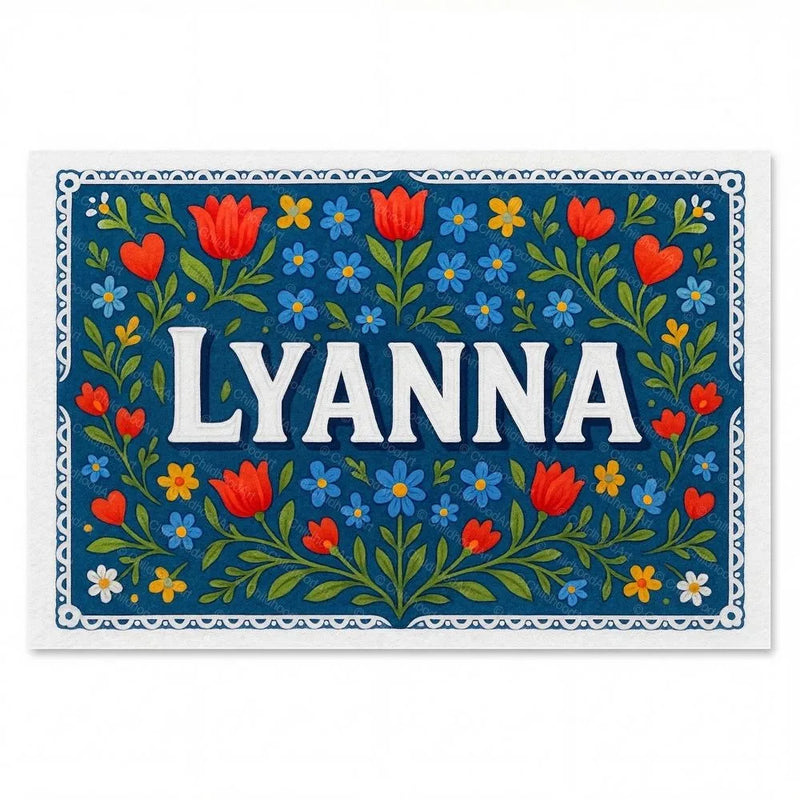 Lyanna Name Art - Floral Farmhouse personalized wall print for kids