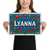 Lyanna Name Art - Floral Farmhouse personalized wall print for kids