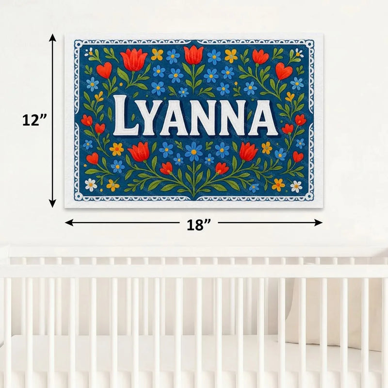 Lyanna Name Art - Floral Farmhouse personalized wall print for kids
