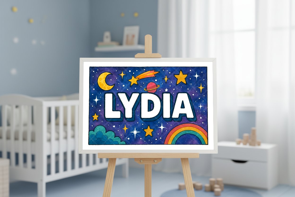 Personalized space name art for Lydia