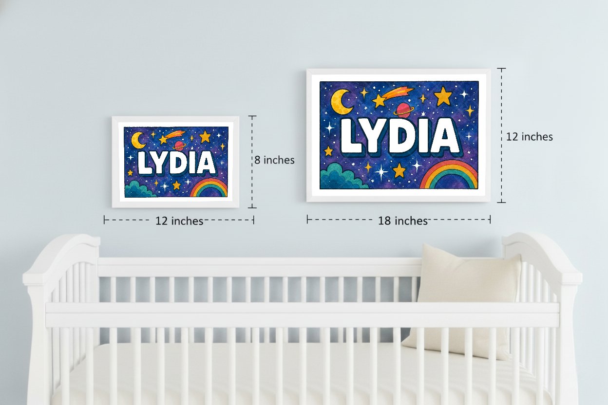 Personalized space name art for Lydia