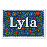 Lyla Name Art - Floral Farmhouse personalized wall print for kids