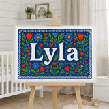 Lyla Name Art - Floral Farmhouse personalized wall print for kids