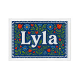 Lyla Name Art - Floral Farmhouse personalized wall print for kids