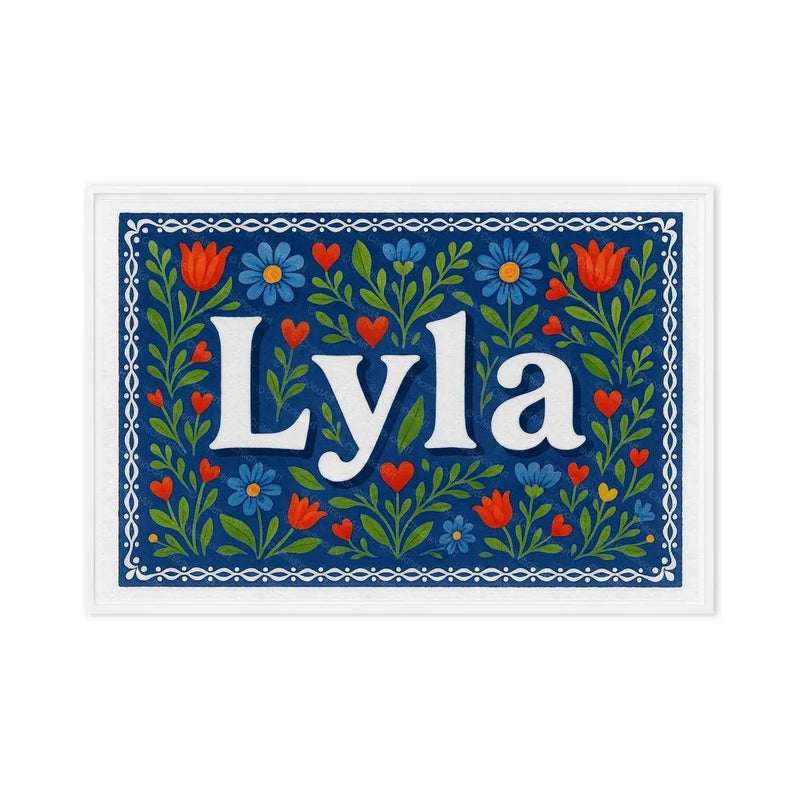 Lyla Name Art - Floral Farmhouse personalized wall print for kids