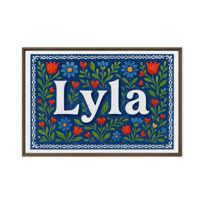 Lyla Name Art - Floral Farmhouse personalized wall print for kids