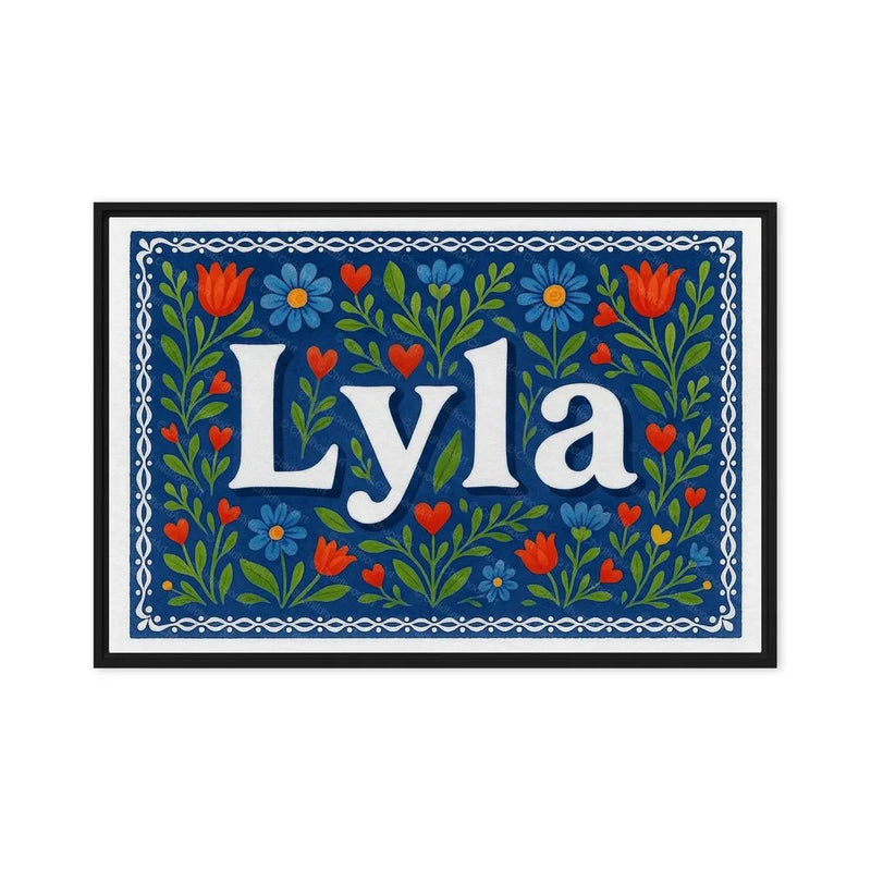 Lyla Name Art - Floral Farmhouse personalized wall print for kids