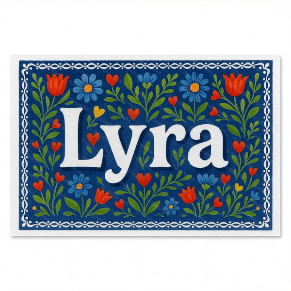 Lyra Name Art - Floral Farmhouse Personalized Wall Art