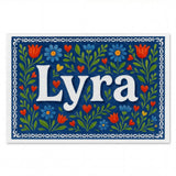 Lyra Name Art - Floral Farmhouse personalized wall print for kids