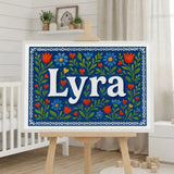 Lyra Name Art - Floral Farmhouse personalized wall print for kids