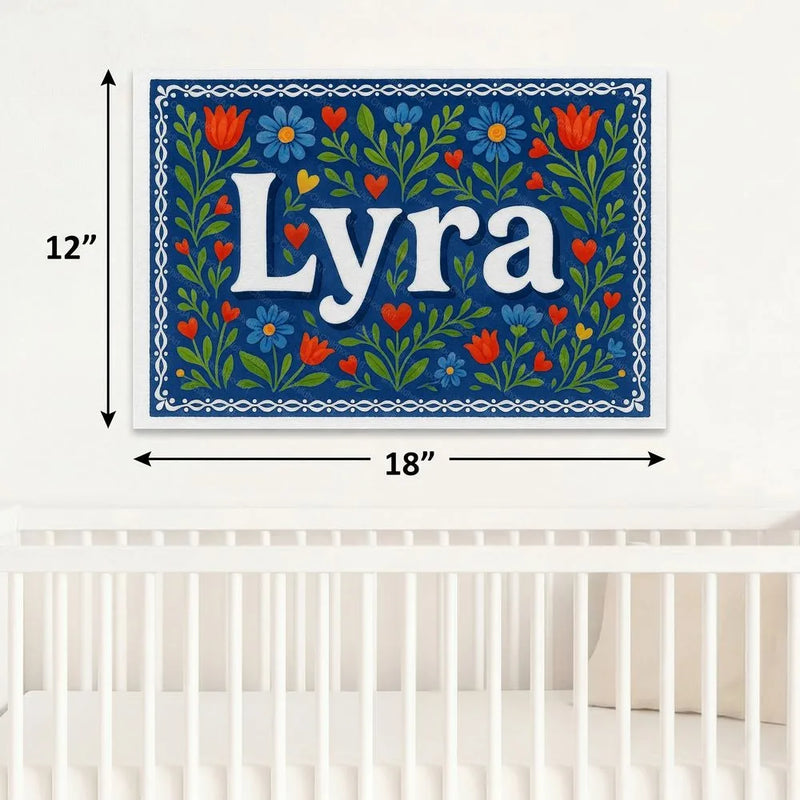 Lyra Name Art - Floral Farmhouse personalized wall print for kids