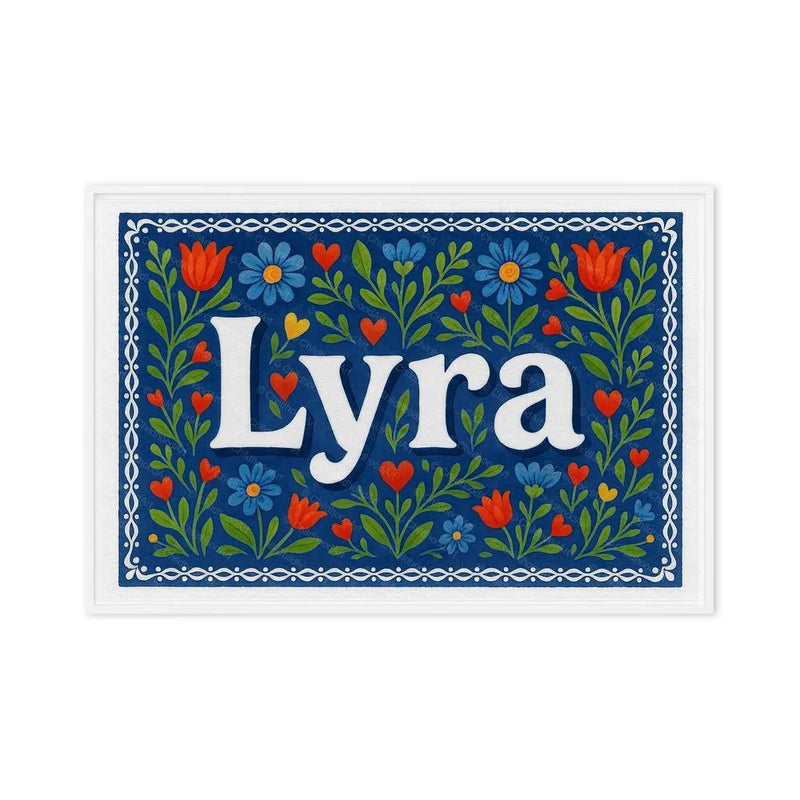 Lyra Name Art - Floral Farmhouse personalized wall print for kids