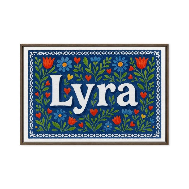 Lyra Name Art - Floral Farmhouse personalized wall print for kids
