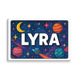Lyra Name Art - Space Explorers personalized wall print for kids