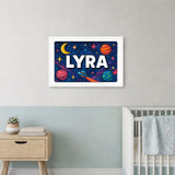 Lyra Name Art - Space Explorers personalized wall print for kids
