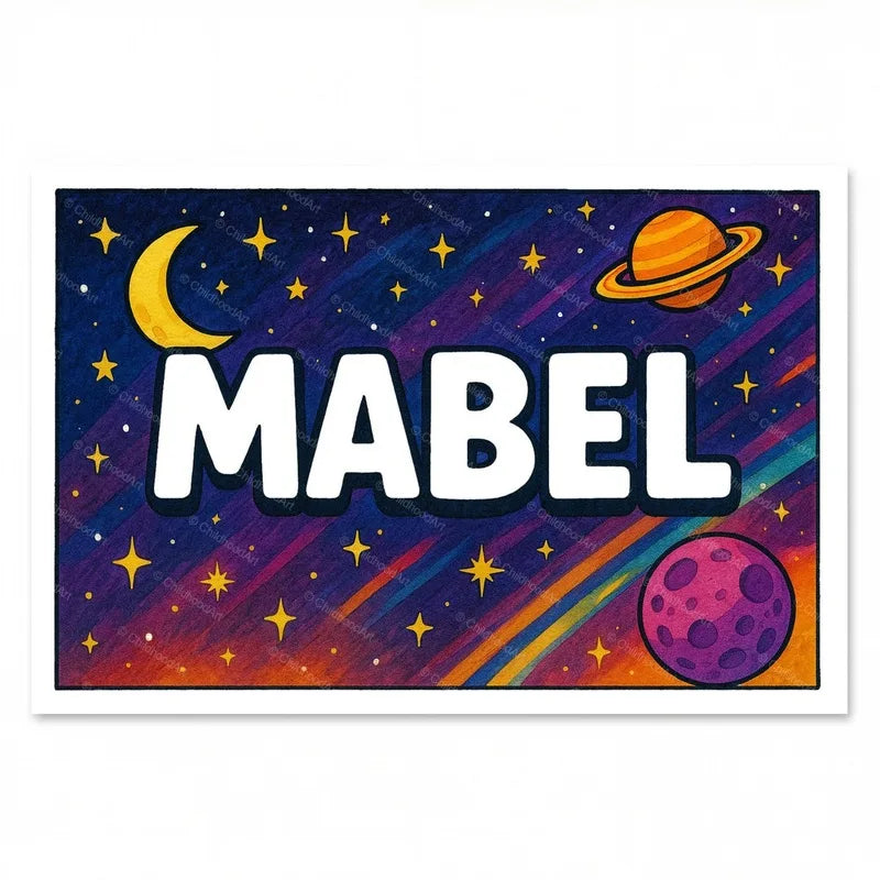 Mabel Name Art - Space Explorers Personalized Wall Art