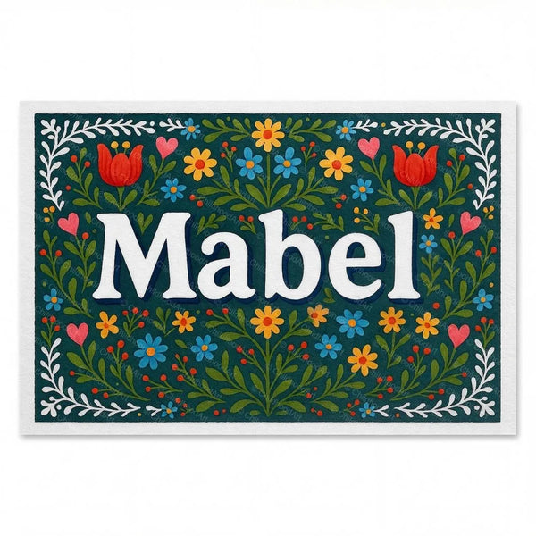 Personalized Mabel name art print in the Floral farmhouse style